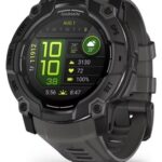 Montre GPS Garmin Instinct 3 AMOLED - 50 mm Noir avec Bracelet en Silicone Gris Charcoal